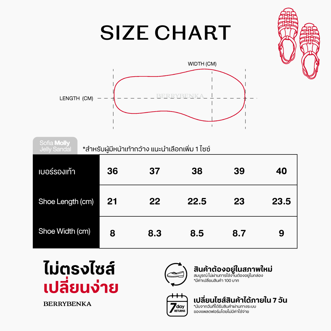 Berrybenka รองเท้าผู้หญิง รุ่น Sofia Molly Jelly Sandal รองเท้าแตะเจลลี่ รองเท้าสวมแฟชั่น (สี Pink)