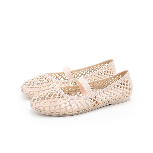 Berrybenka รองเท้าผู้หญิง รุ่น Sofia Mardia Lattice Jelly Flats รองเท้าตาข่าย แมรี่เจน (สี Cream)