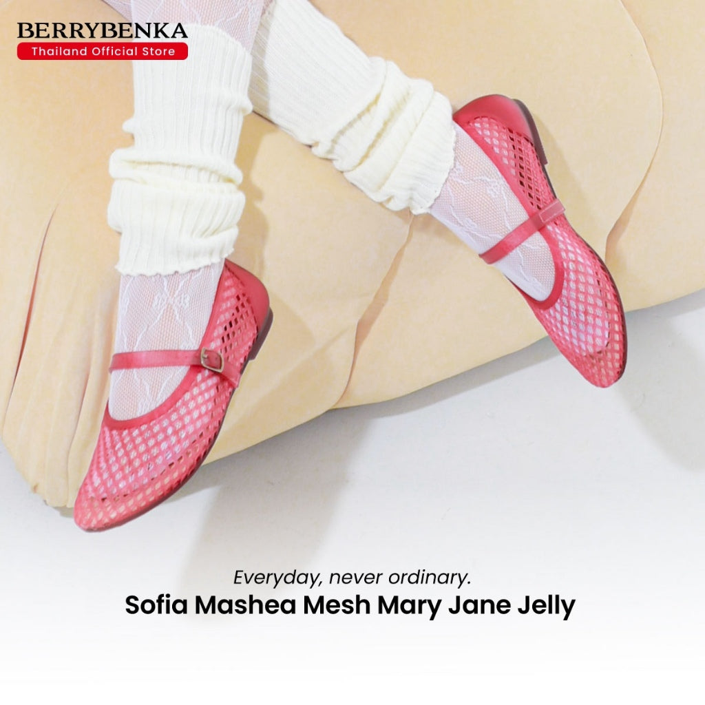Berrybenka รองเท้าผู้หญิง รุ่น Sofia Mashea Mesh Mary Jane Jelly รองเท้าตาข่าย แมรี่เจน (สี Pink)
