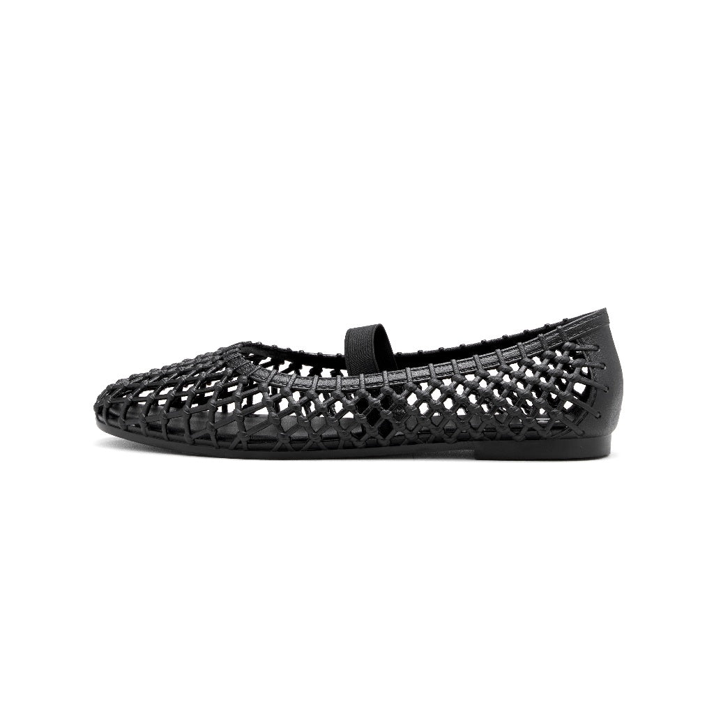 Berrybenka รองเท้าผู้หญิง รุ่น Sofia Mardia Lattice Jelly Flats รองเท้าตาข่าย แมรี่เจน (สี Black)