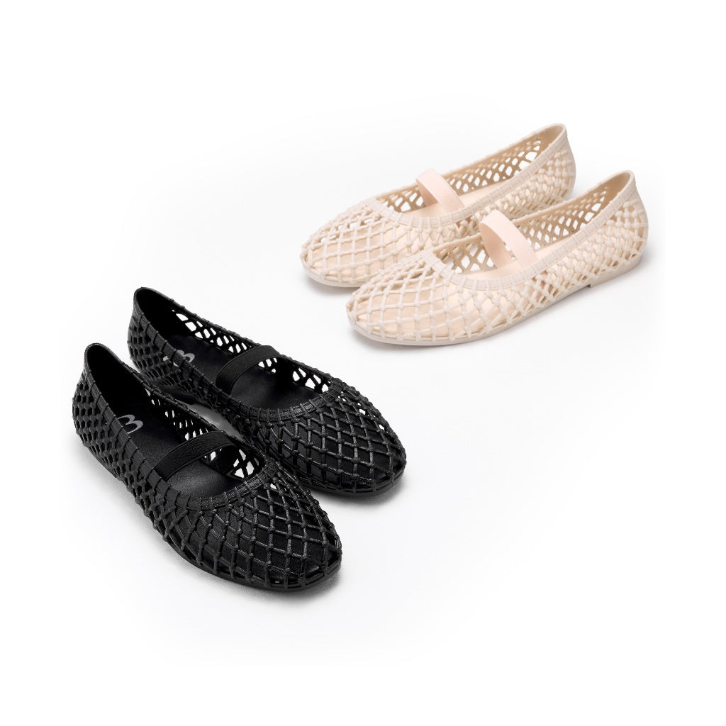 Berrybenka รองเท้าผู้หญิง รุ่น Sofia Mardia Lattice Jelly Flats รองเท้าตาข่าย แมรี่เจน (สี Black)
