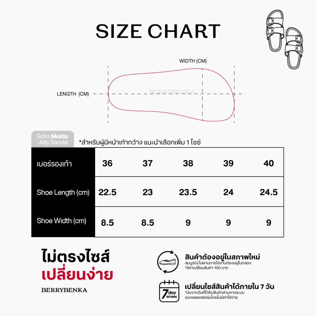 Berrybenka รองเท้าผู้หญิง รุ่น Sofia Melda Jelly Sandal รองเท้าแตะเจลลี่ รองเท้าสวมแฟชั่น