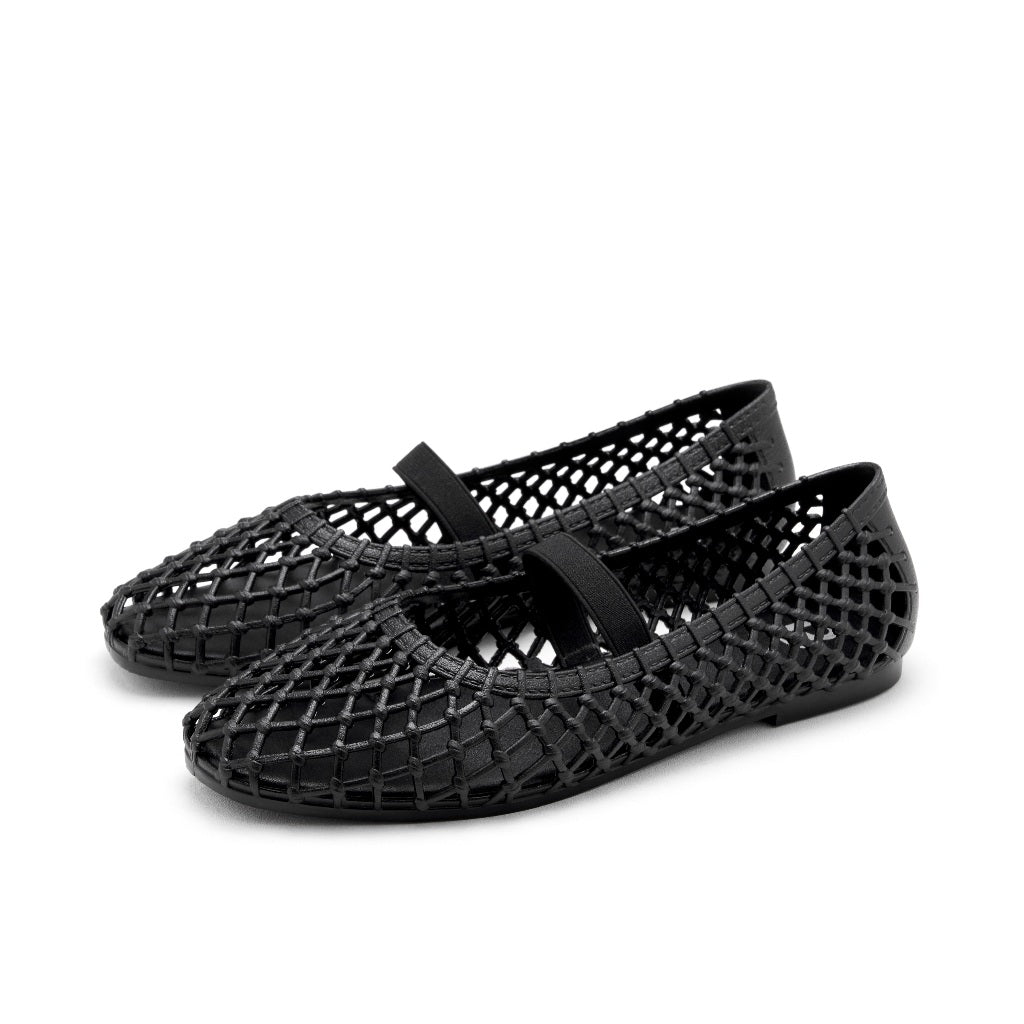 Berrybenka รองเท้าผู้หญิง รุ่น Sofia Mardia Lattice Jelly Flats รองเท้าตาข่าย แมรี่เจน (สี Black)